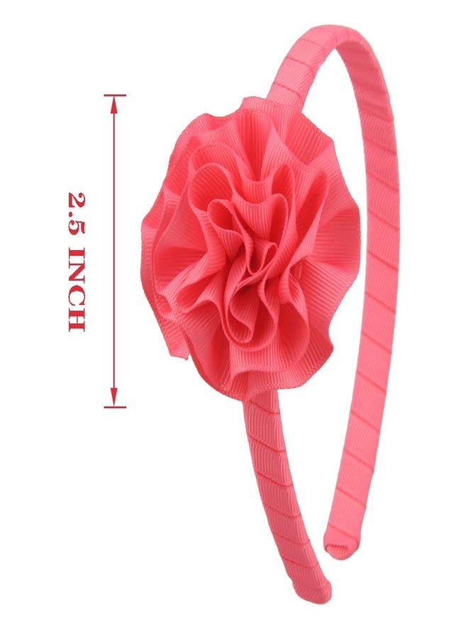 7Rainbows 1 Pcs Grosgrain Ribbon Rose Pink Carnation Floral Headbands for Girls Toddlers Teens. - Image 2